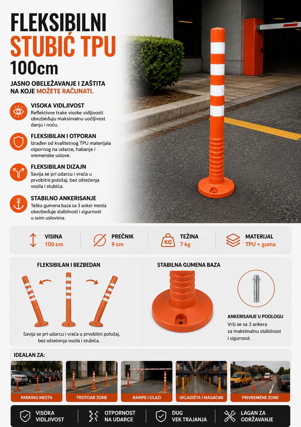 Fleksibilni Stubić TPU 100cm