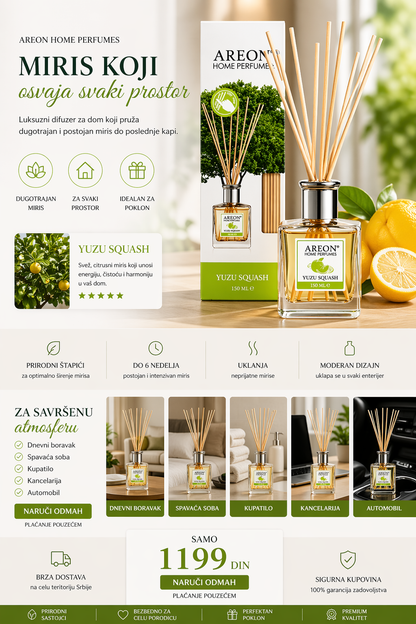 Areon Home Perfumes - Yuzu Squash Reed Diffuser 150ml
