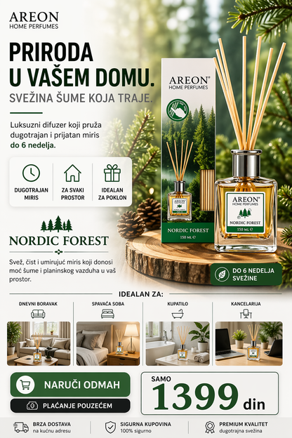 Areon Home Perfumes – Nordic Forest Reed Diffuser 150ml