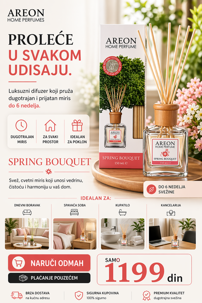 Areon Home Perfumes – Spring Bouquet Reed Diffuser 150ml