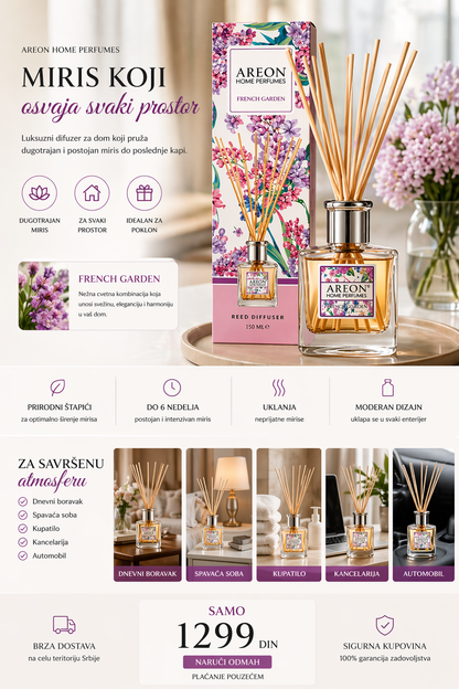Areon Home Perfumes – French Garden Reed Diffuser 150ml