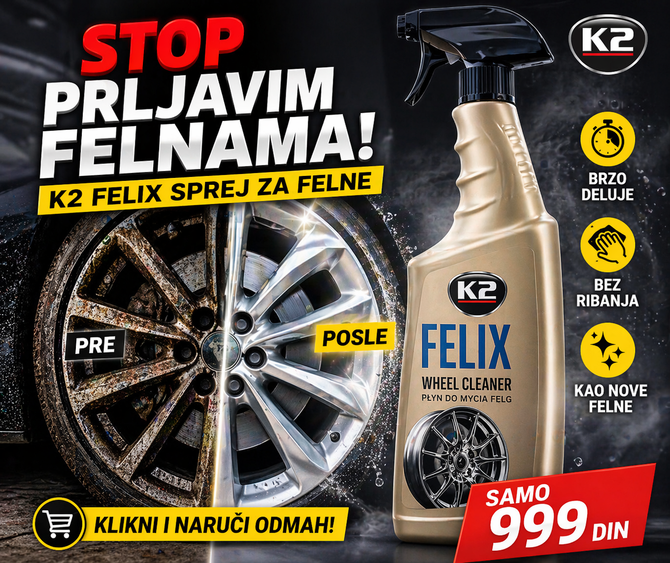 K2 Felix - Sprej za čišćenje felni
