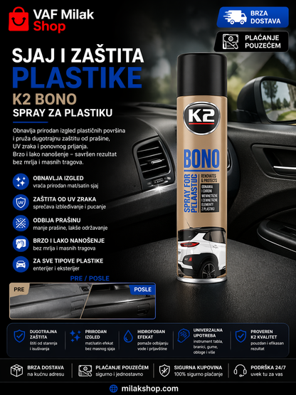 K2 Bono - Sprej višenamenski za spoljnu plastiku