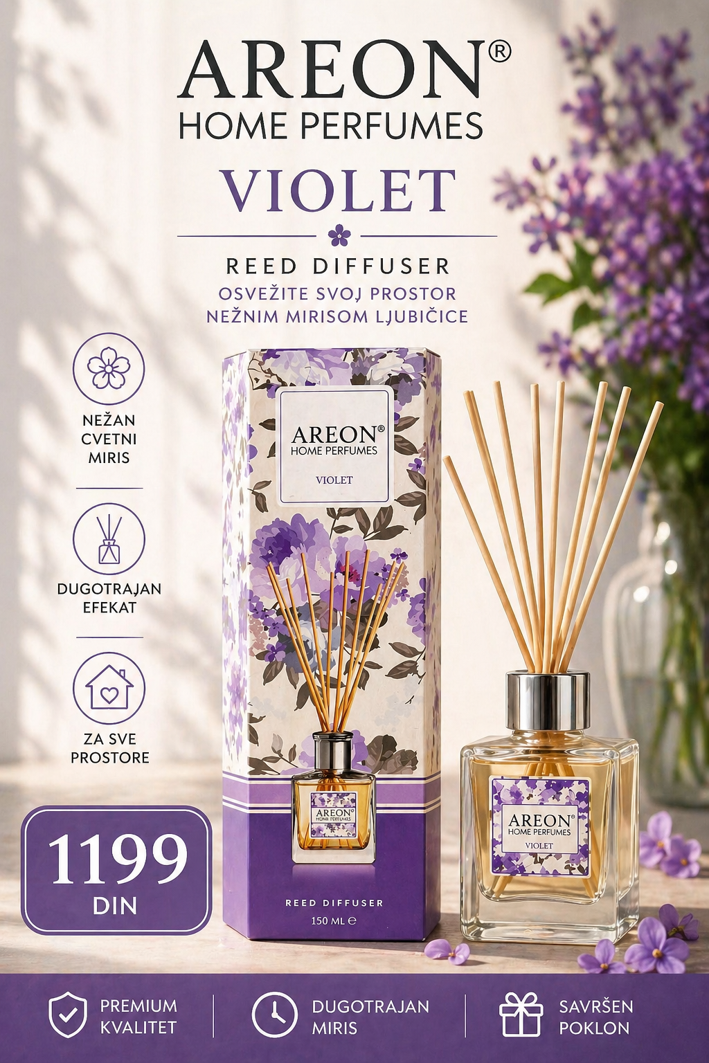 Areon Home Perfumes – Violet Reed Diffuser 150ml