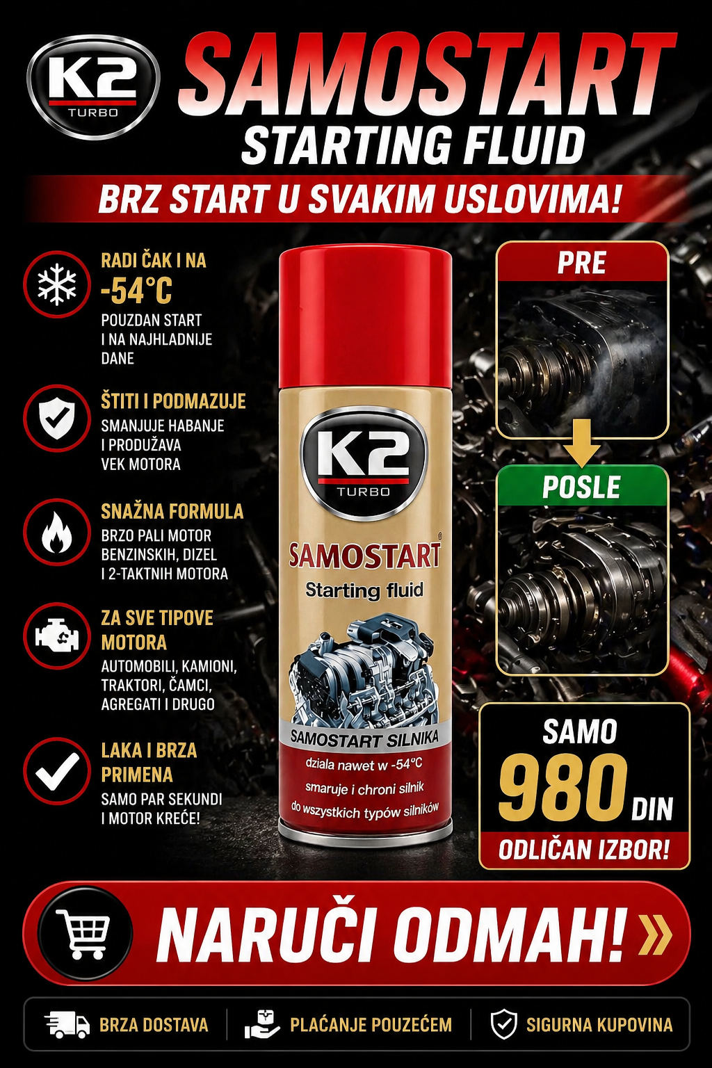 K2 Superstart - Sprej za start motora