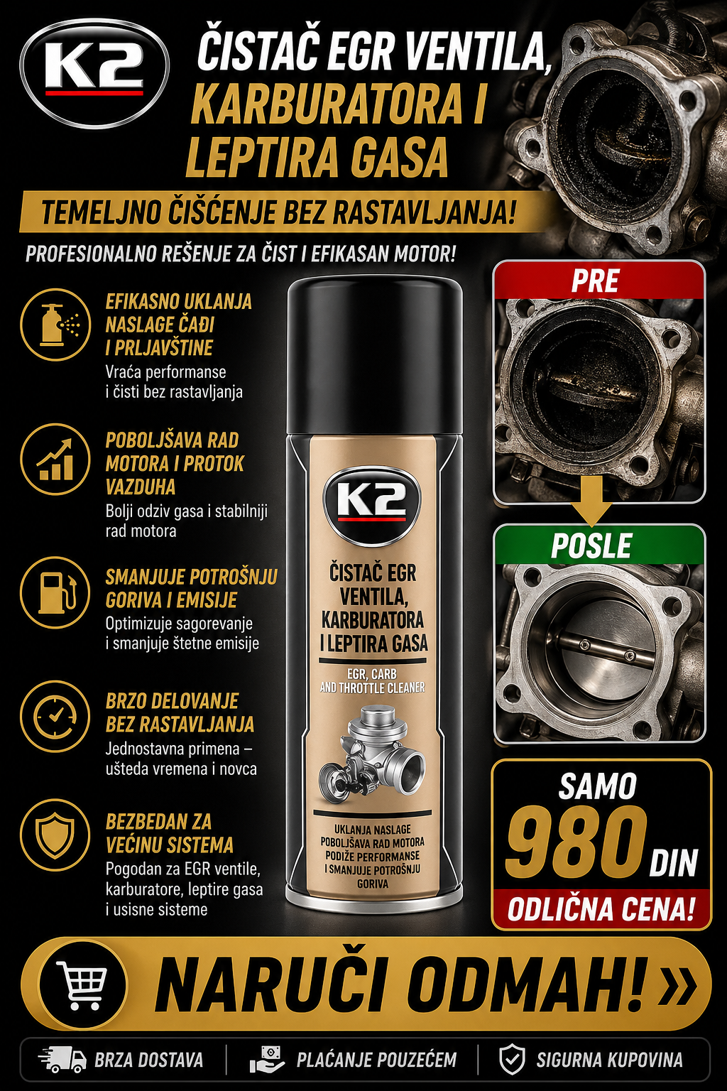 K2 - Sprej za čišćenje karburatora