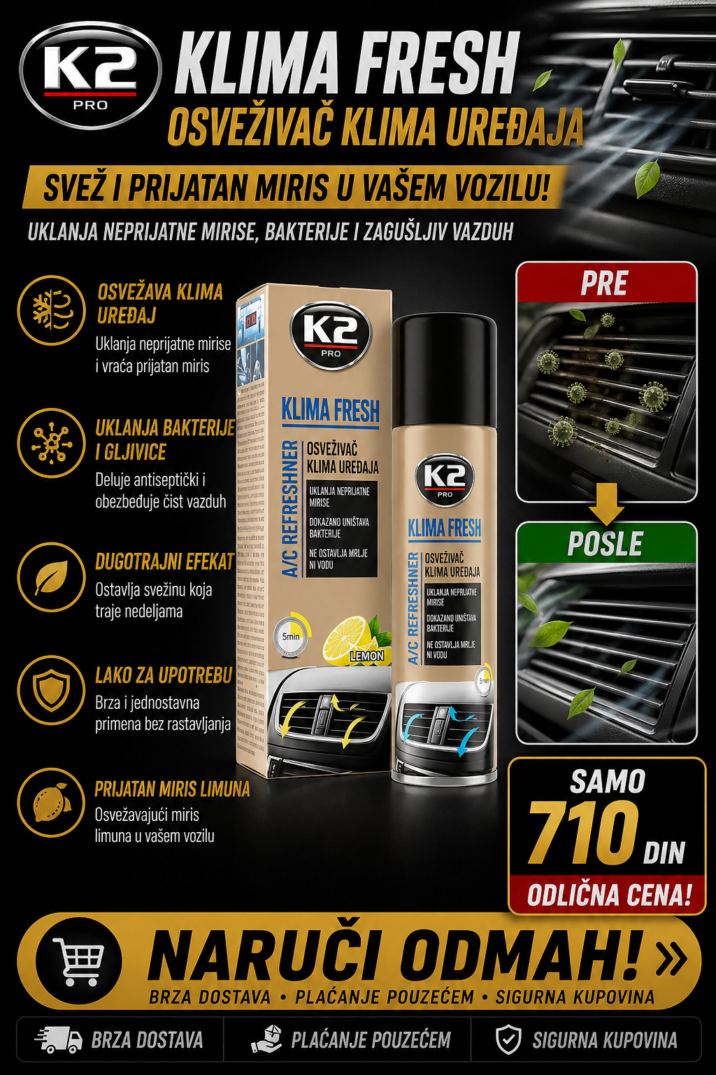 K2 Klima Fresh - Osveživač klima uređaja