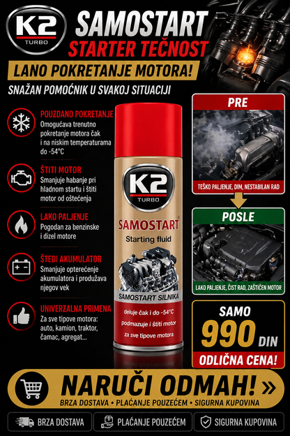 K2 Samostart - Sprej za start motora