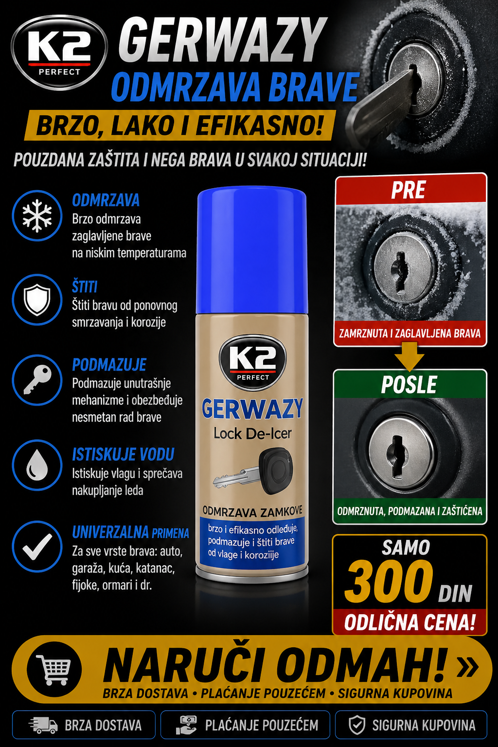K2 Gerwazy - Sprej odmrzivač za brave