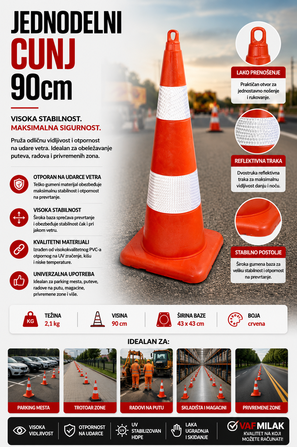 Jednodelni Cunj 90cm