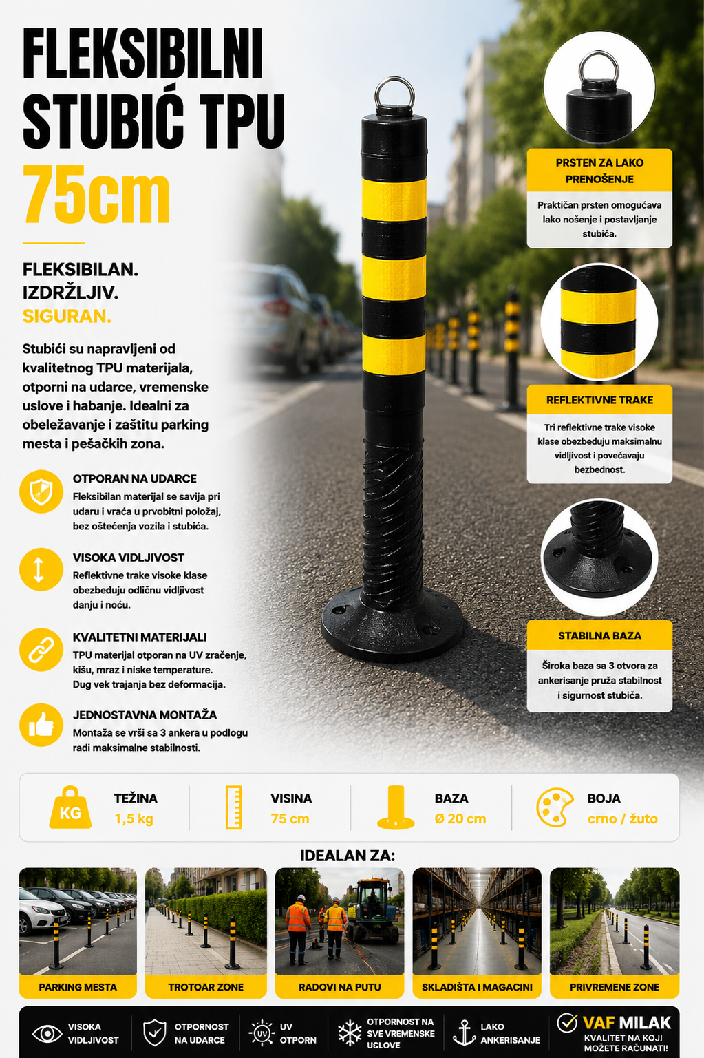 Fleksibilni Stubić TPU 75cm