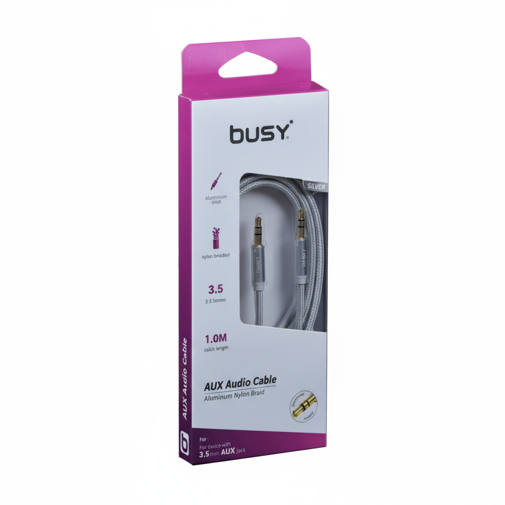 Audio kabl 1m srebrni AUX Busy